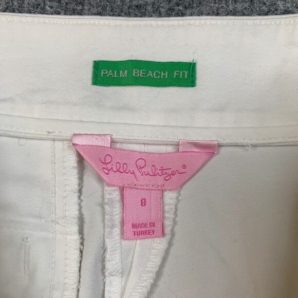 Lilly Pulitzer Pants Womens 8 White Palm Beach Fit Mid Rise Pocket Stretch Capri - Picture 5 of 9
